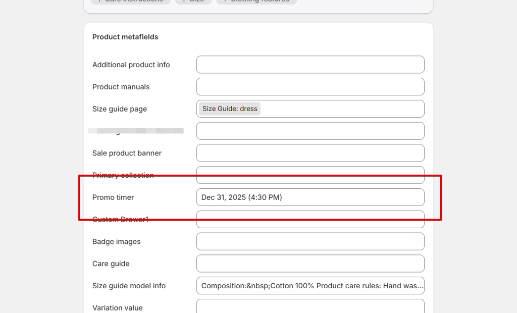 promo timer set end time